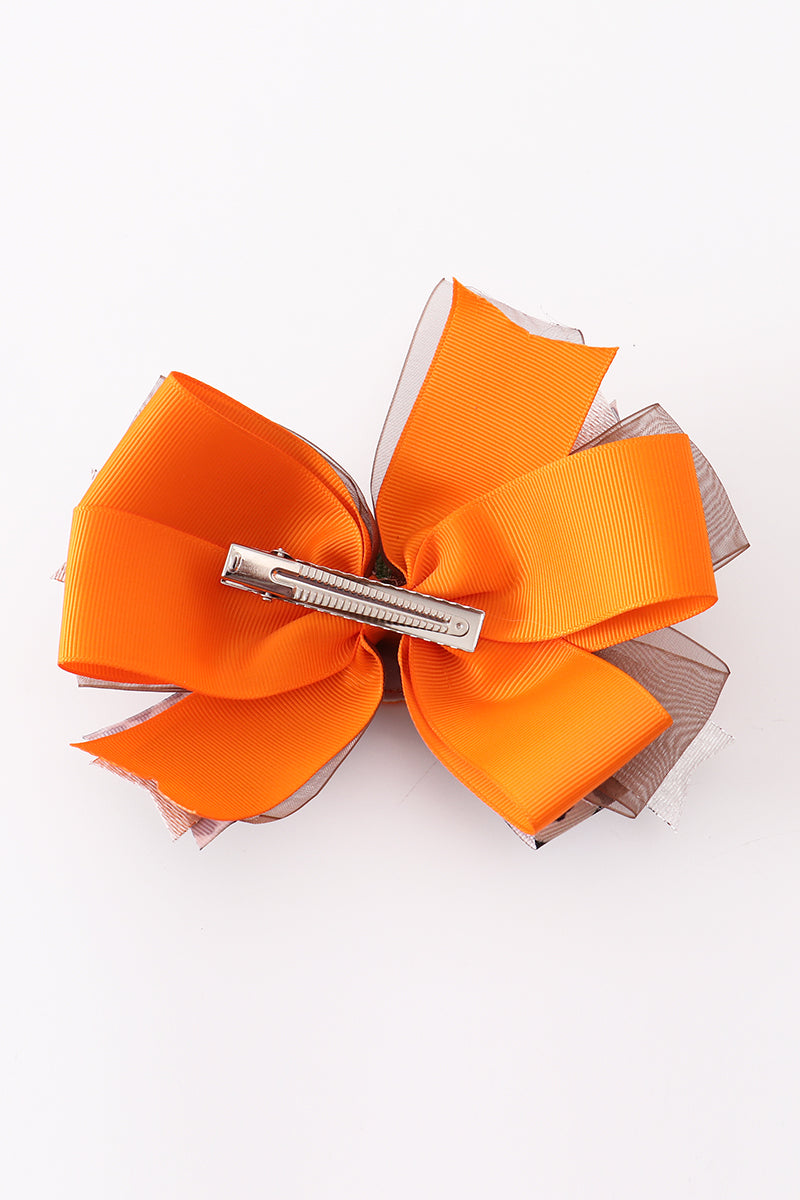 Leopard pumpkin hair bow